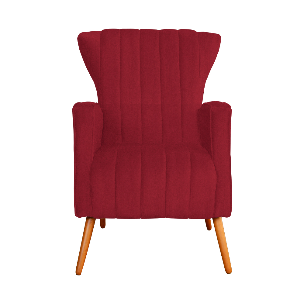Poltrona Decorativa Melinda Pés Palito Suede Vermelho