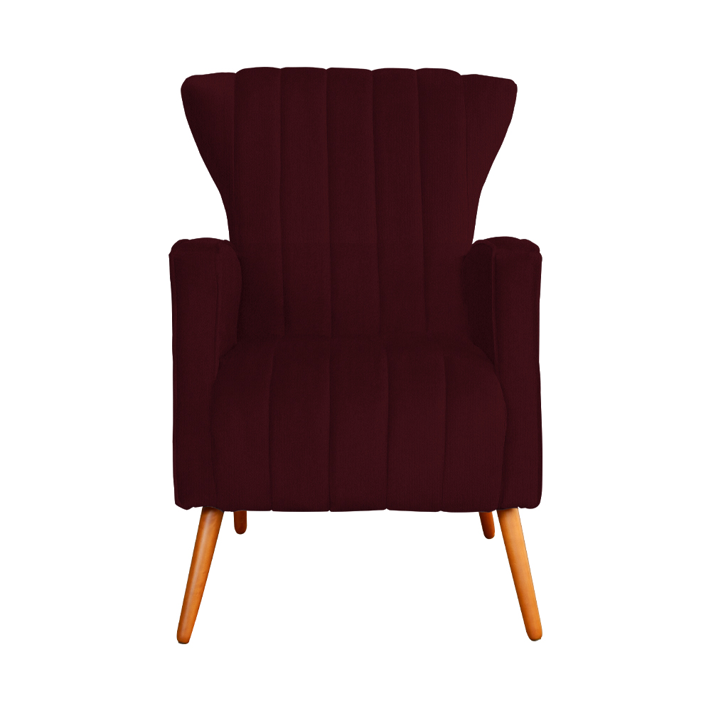 Poltrona Decorativa Melinda Pés Palito Suede Vinho