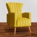 Poltrona Decorativa Melinda Pés Palito Veludo Amarelo