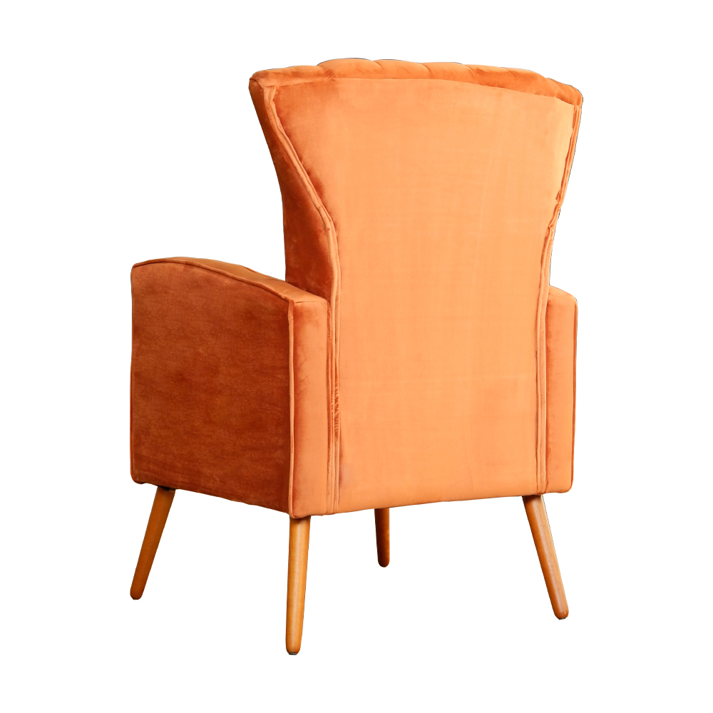 Poltrona Decorativa Melinda Pés Palito Veludo Laranja