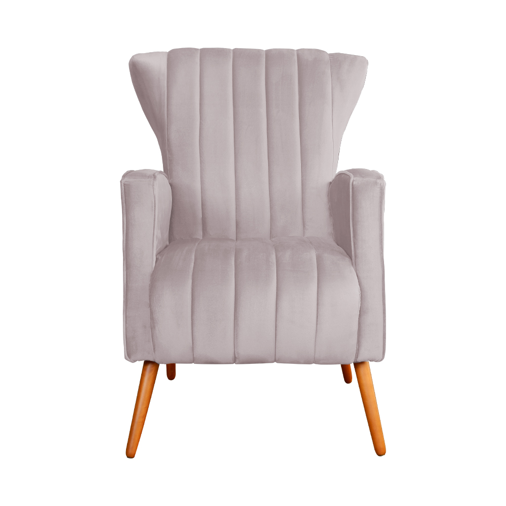 Poltrona Decorativa Melinda Pés Palito Veludo Rosa