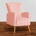 Poltrona Decorativa Melinda Pés Palito Veludo Rosa
