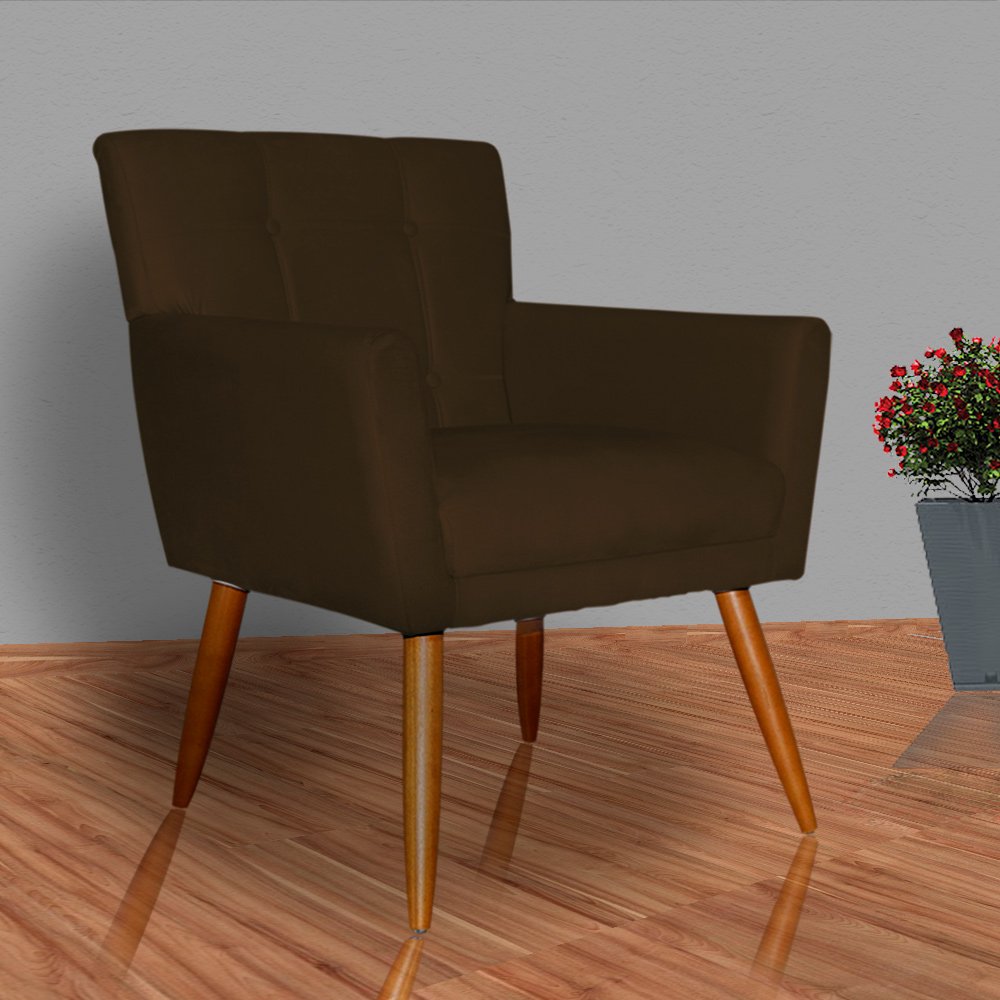 Poltrona Decorativa Onix Corino Marrom - DS Estofados