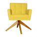 Poltrona Decorativa Onix Pés Giratório de Madeira Suede Amarelo