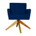 Poltrona Decorativa Onix Pés Giratório de Madeira Suede Azul Marinho