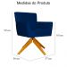 Poltrona Decorativa Onix Pés Giratório de Madeira Suede Azul Marinho