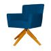 Poltrona Decorativa Onix Pés Giratório de Madeira Suede Azul Royal