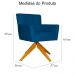 Poltrona Decorativa Onix Pés Giratório de Madeira Suede Azul Royal