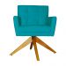 Poltrona Decorativa Onix Pés Giratório de Madeira Suede Azul Turquesa