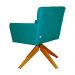 Poltrona Decorativa Onix Pés Giratório de Madeira Suede Azul Turquesa