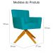 Poltrona Decorativa Onix Pés Giratório de Madeira Suede Azul Turquesa