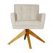 Poltrona Decorativa Onix Pés Giratório de Madeira Suede Bege