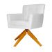Poltrona Decorativa Onix Pés Giratório de Madeira Suede Branco