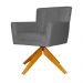 Poltrona Decorativa Onix Pés Giratório de Madeira Suede Cinza
