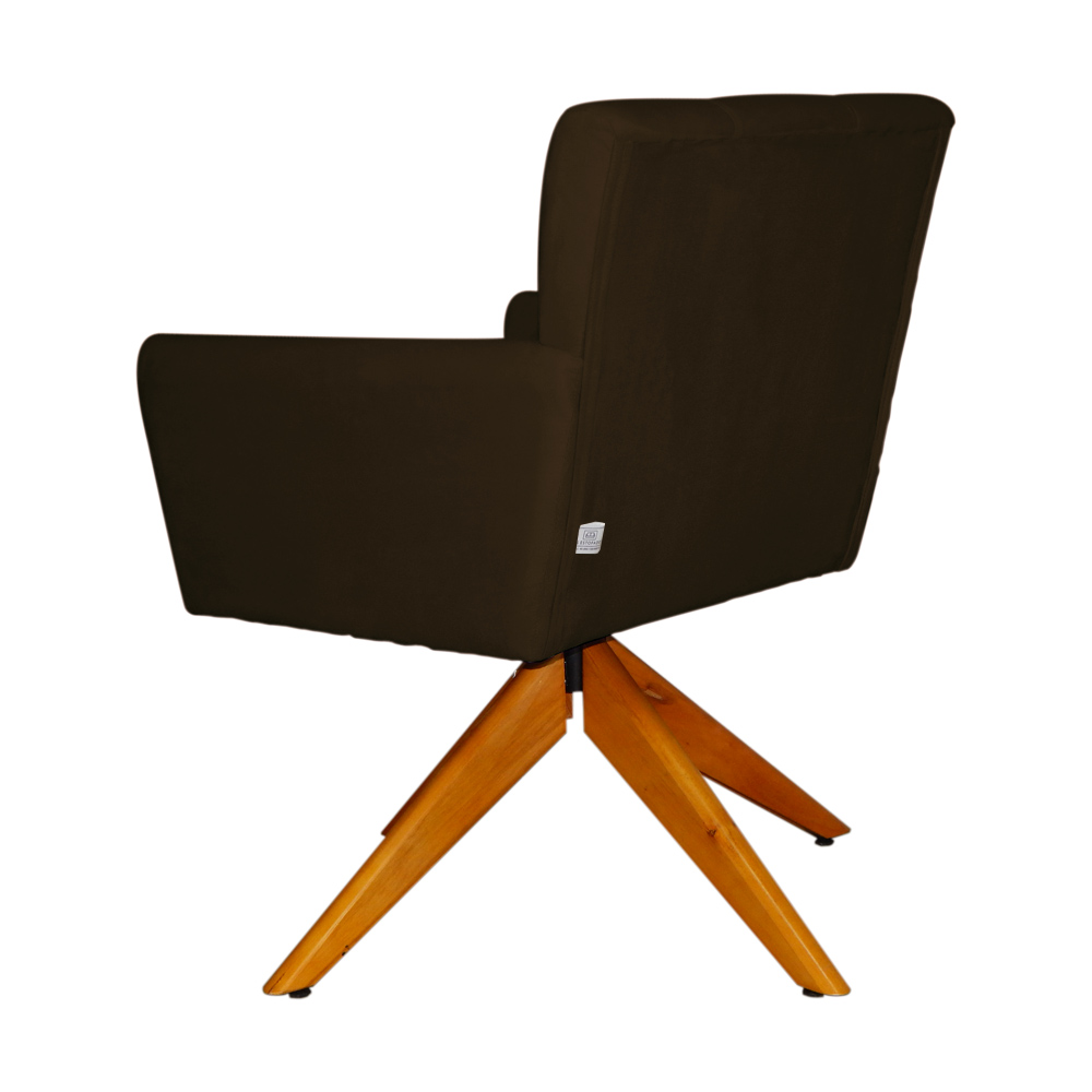 Poltrona Decorativa Onix Pés Giratório de Madeira Suede Marrom