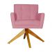 Poltrona Decorativa Onix Pés Giratório de Madeira Suede Rosa