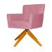 Poltrona Decorativa Onix Pés Giratório de Madeira Suede Rosa