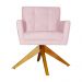 Poltrona Decorativa Onix Pés Giratório de Madeira Suede Rosa Bebê