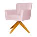Poltrona Decorativa Onix Pés Giratório de Madeira Suede Rosa Bebê