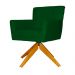 Poltrona Decorativa Onix Pés Giratório de Madeira Suede Verde