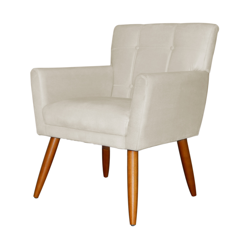 Poltrona Decorativa Onix Suede Bege - DS Estofados