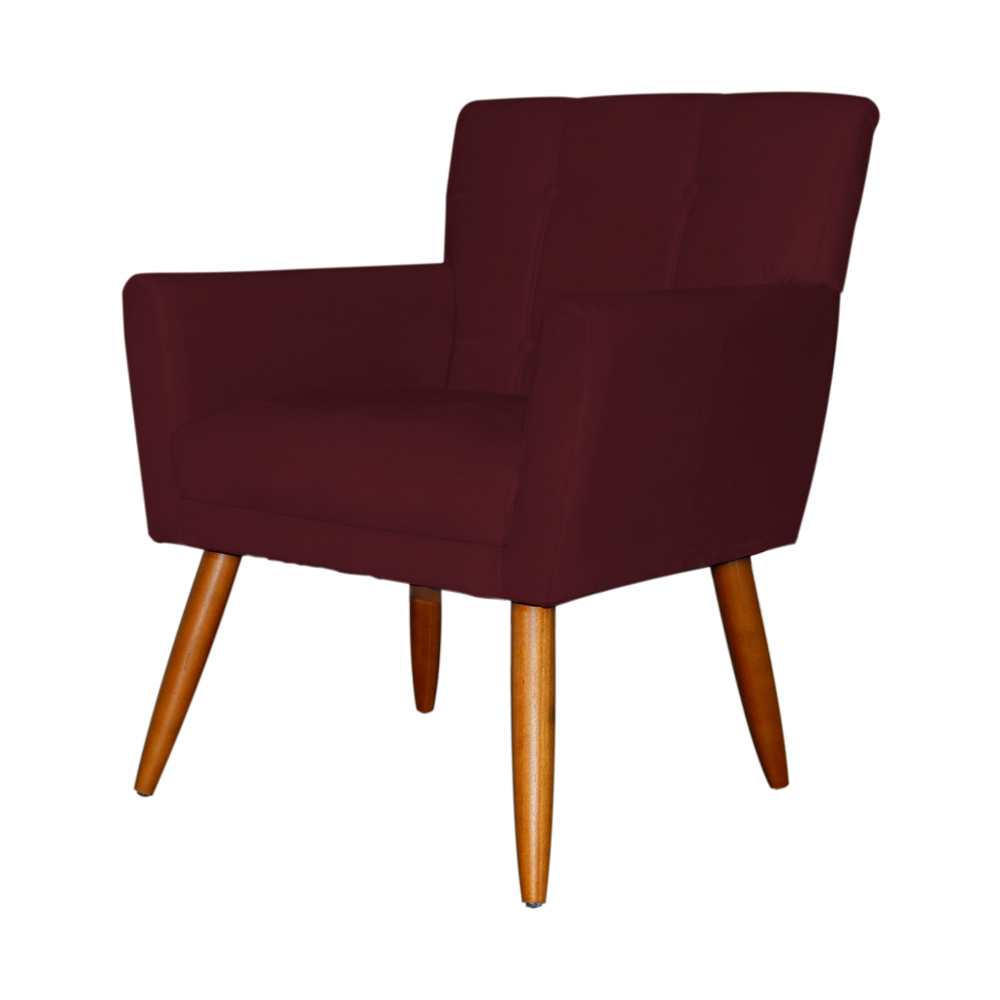Poltrona Decorativa Onix Suede Bordô - DS Estofados