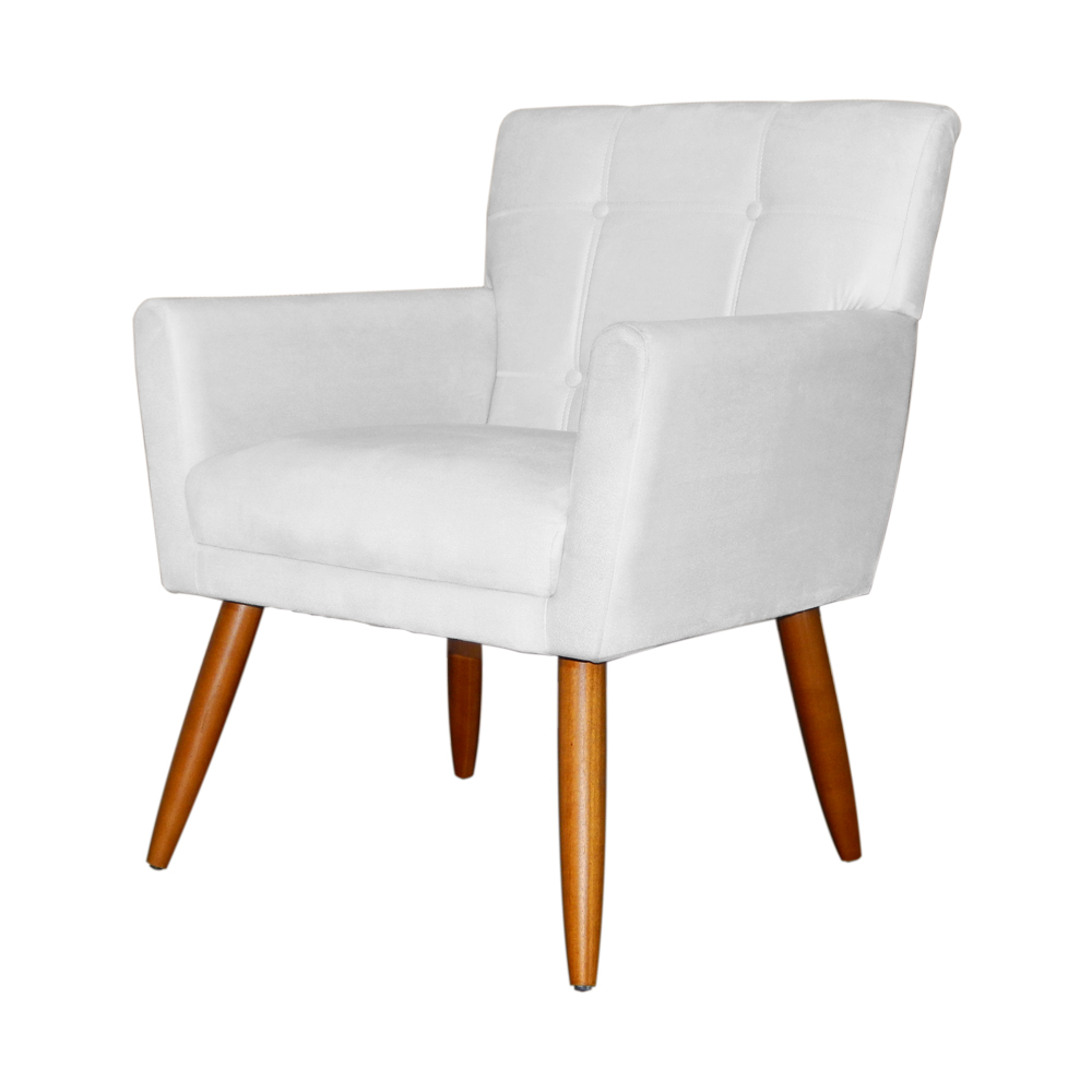 Poltrona Decorativa Onix Suede Branco - DS Estofados