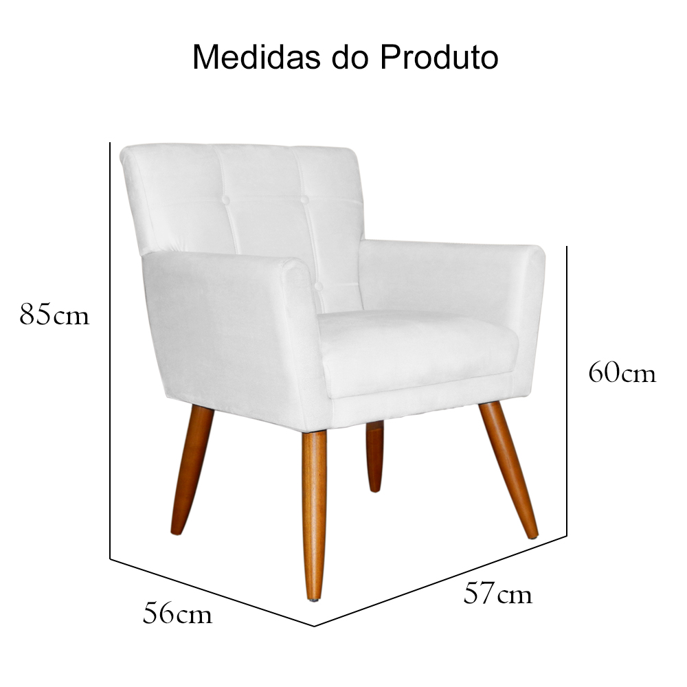 Poltrona Decorativa Onix Suede Branco - DS Estofados