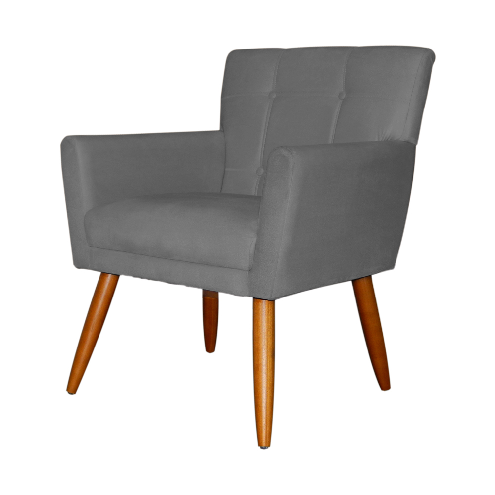 Poltrona Decorativa Onix Suede Cinza - DS Estofados