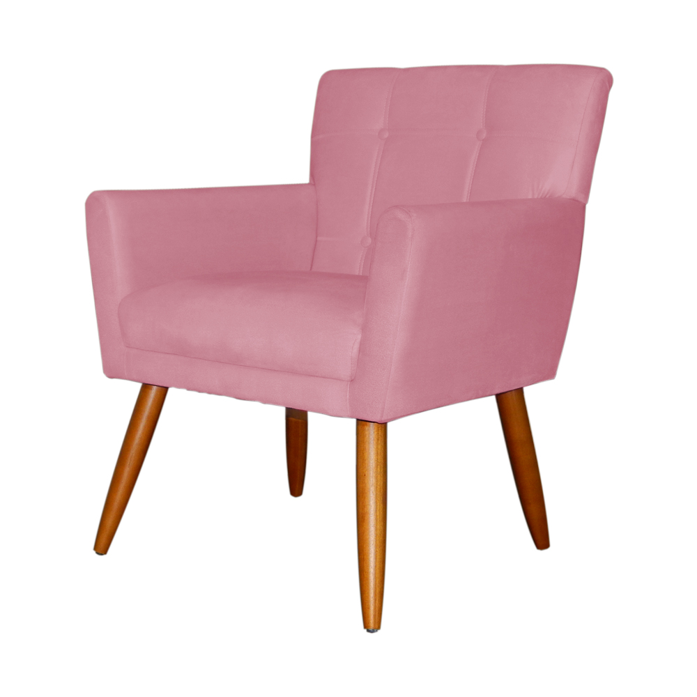 Poltrona Decorativa Onix Suede Rosa - DS Móveis