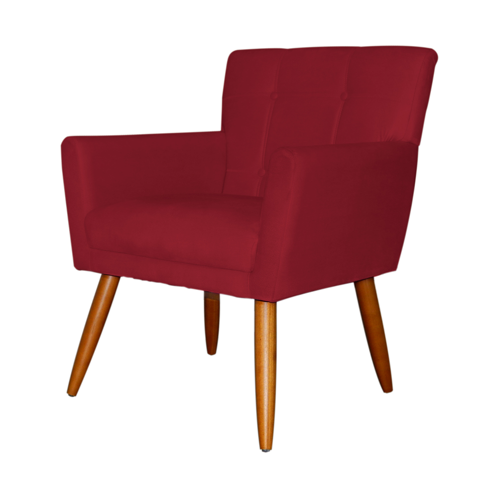 Poltrona Decorativa Onix Suede Vermelho - DS Móveis