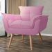 Poltrona Decorativa Opalla Pés Palito Suede Rosa - DS Estofados