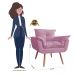 Poltrona Decorativa Opalla Pés Palito Suede Rosa - DS Estofados