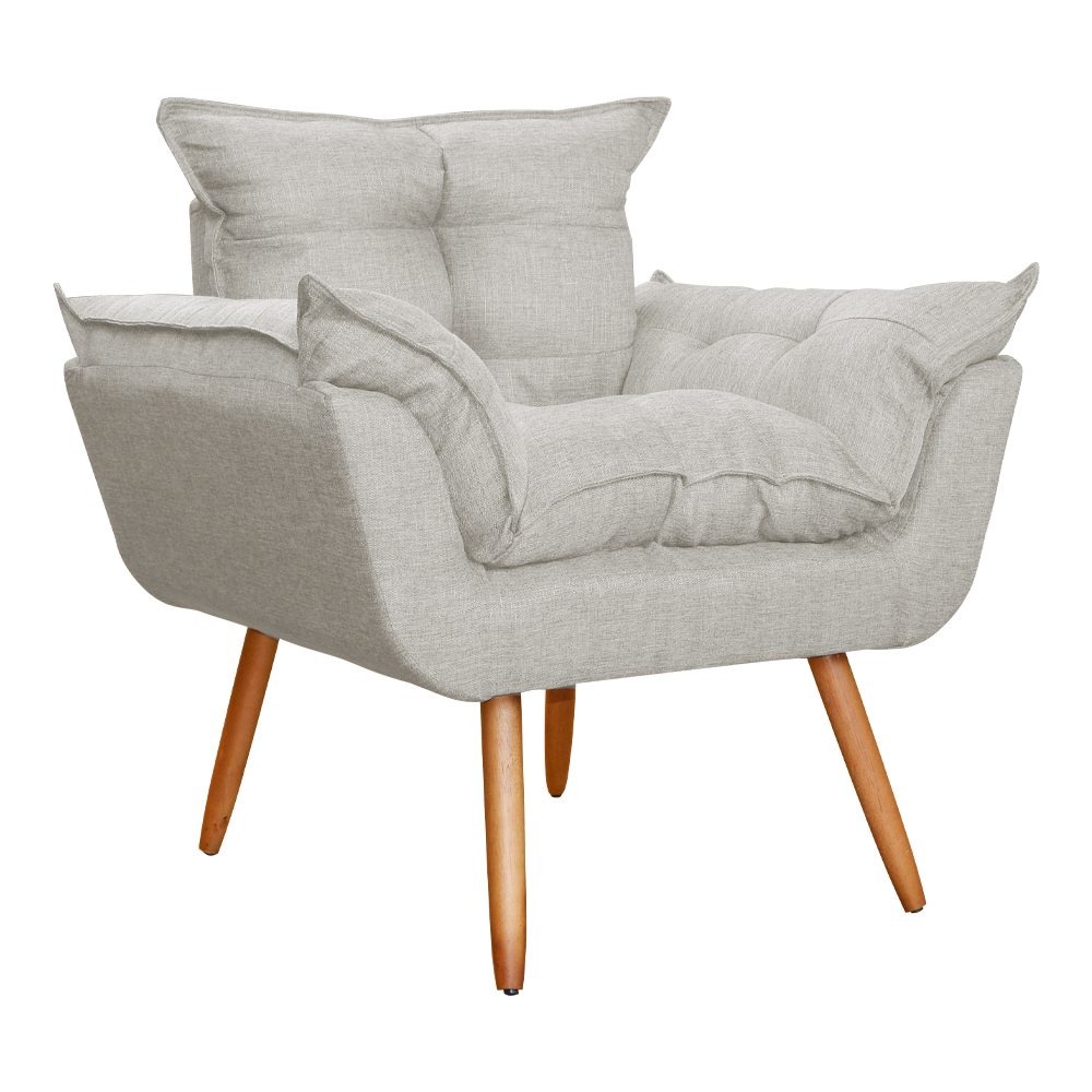 Poltrona Decorativa Opalla Para Sala Linho Bege