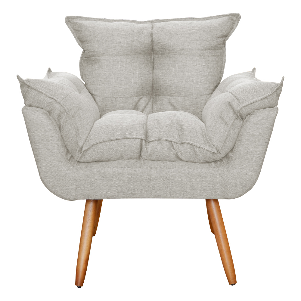 Poltrona Decorativa Opalla Para Sala Linho Bege