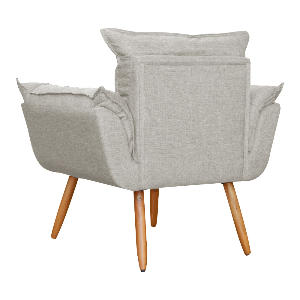 Poltrona Decorativa Opalla Para Sala Linho Bege