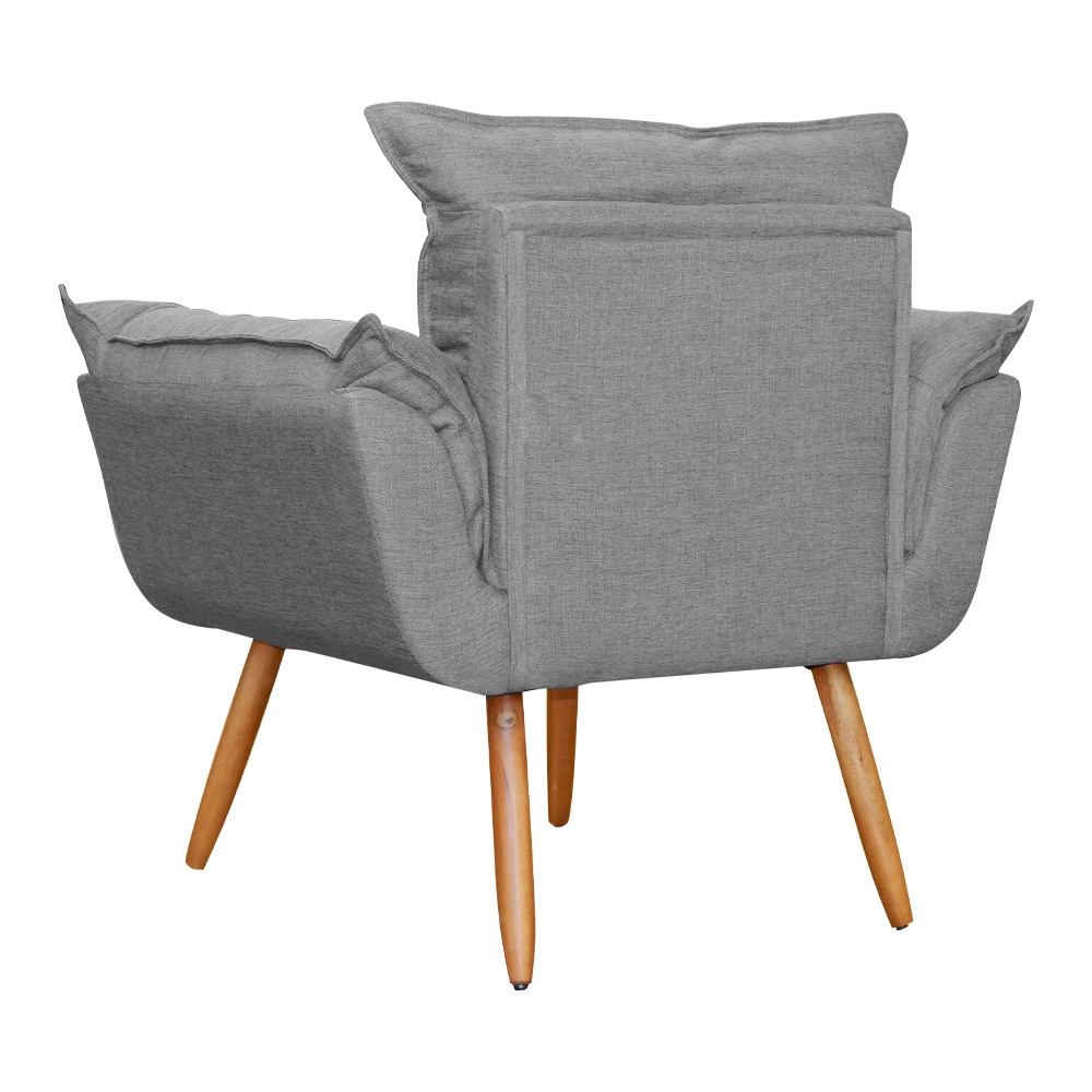 Poltrona Decorativa Opalla Para Sala Linho Cinza