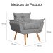 Poltrona Decorativa Opalla Para Sala Linho Cinza