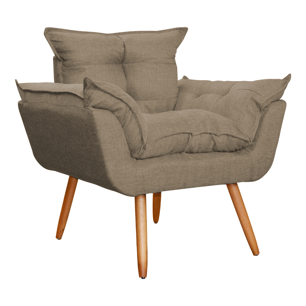 Poltrona Decorativa Opalla Para Sala Linho Marrom
