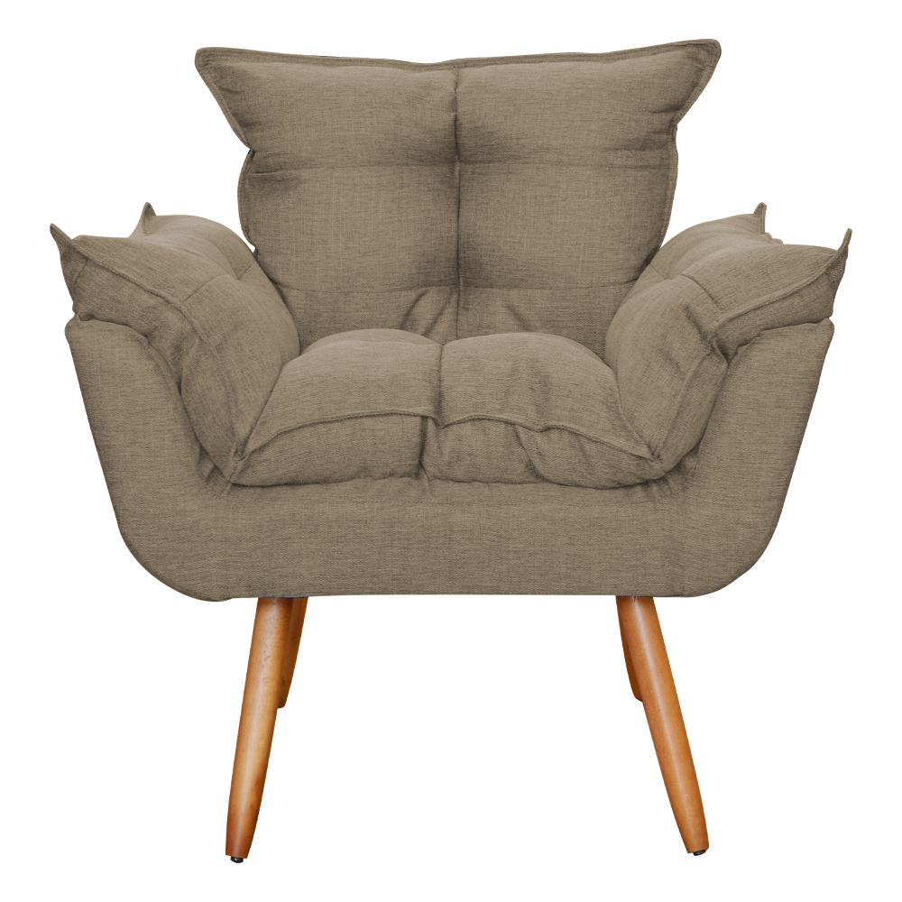 Poltrona Decorativa Opalla Para Sala Linho Marrom