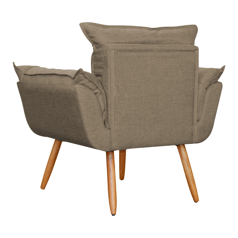 Poltrona Decorativa Opalla Para Sala Linho Marrom