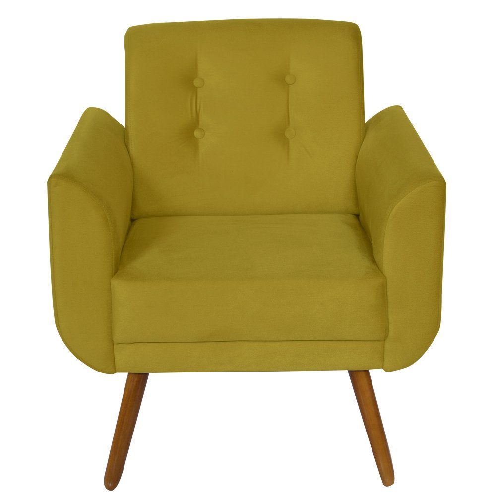 Poltrona Decorativa Pés Palito Agata Suede Amarelo - DS Estofados