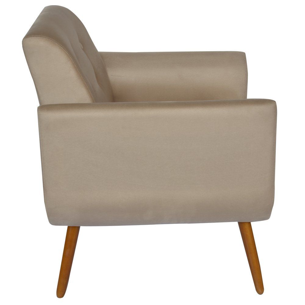 Poltrona Decorativa Pés Palito Agata Suede Bege - DS Estofados