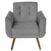Poltrona Decorativa Pés Palito Agata Suede Cinza - DS Estofados