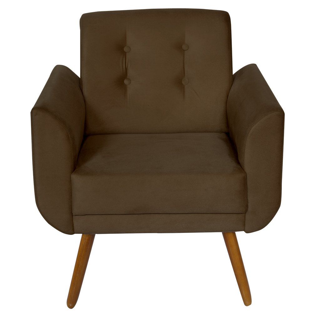Poltrona Decorativa Pés Palito Agata Suede Marrom - DS Estofados
