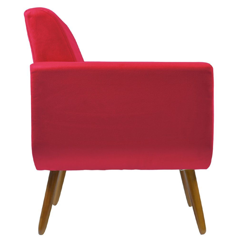 Poltrona Decorativa Pés Palito Agata Suede Vermelho - DS Estofados