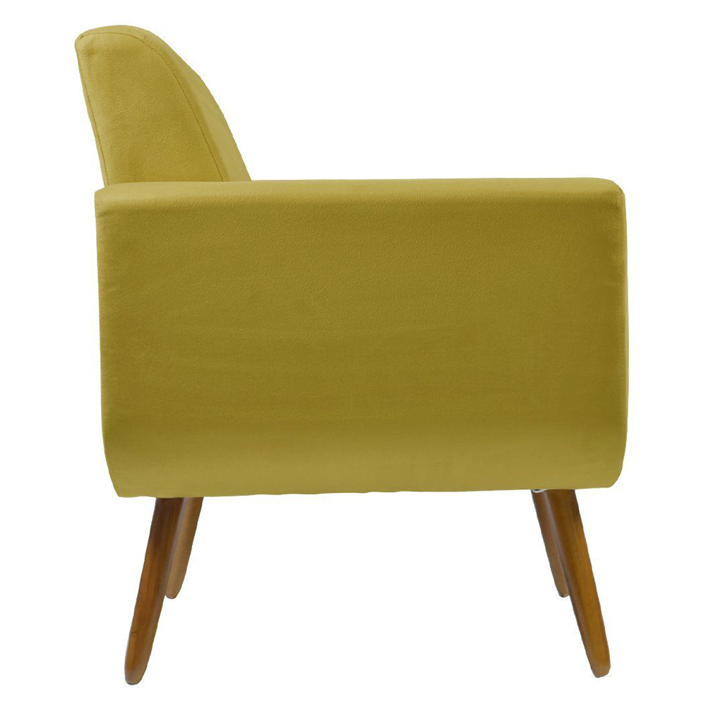 Poltrona Decorativa Pés Palito Cristal Suede Amarelo - DS Estofados