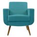 Poltrona Decorativa Pés Palito Cristal Suede Azul Turquesa - DS Estofados
