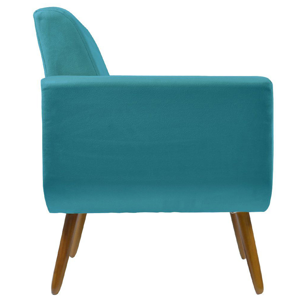 Poltrona Decorativa Pés Palito Cristal Suede Azul Turquesa - DS Estofados