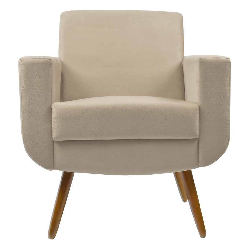 Poltrona Decorativa Pés Palito Cristal Suede Bege - DS Estofados